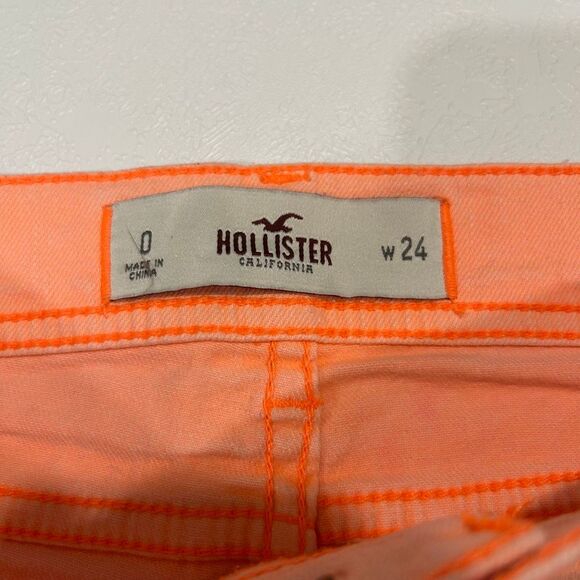 Hollister Neon Peach Distressed Cutoff Denim Shorts Size 0 W24 - Picture 3 of 7